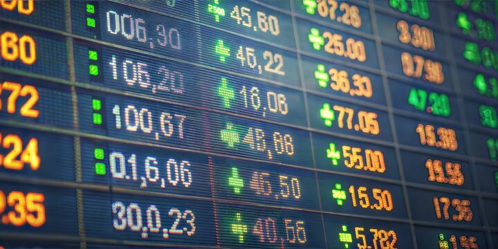 Close-up of a stock exchange ticker displaying live global market updates



 - Powered by Adobe