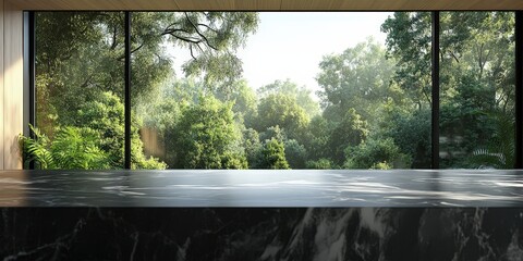 Serene Nature View Through Modern Glass Window