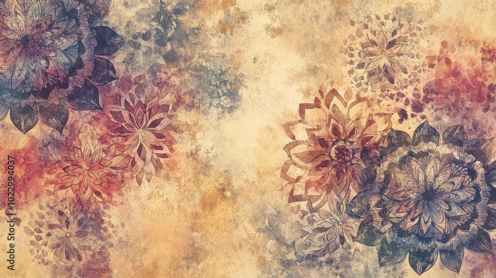 Aufkleber artistic ethnic dyed pattern featuring crumpled paper texture and watercolor tie dye elements showca