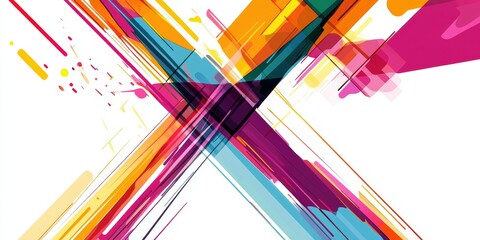 Abstract colorful shapes on white background.