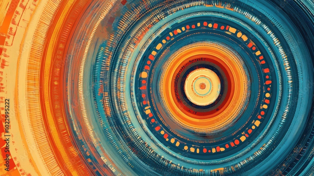 Aufkleber Abstract radial geometric element featuring concentric patterns