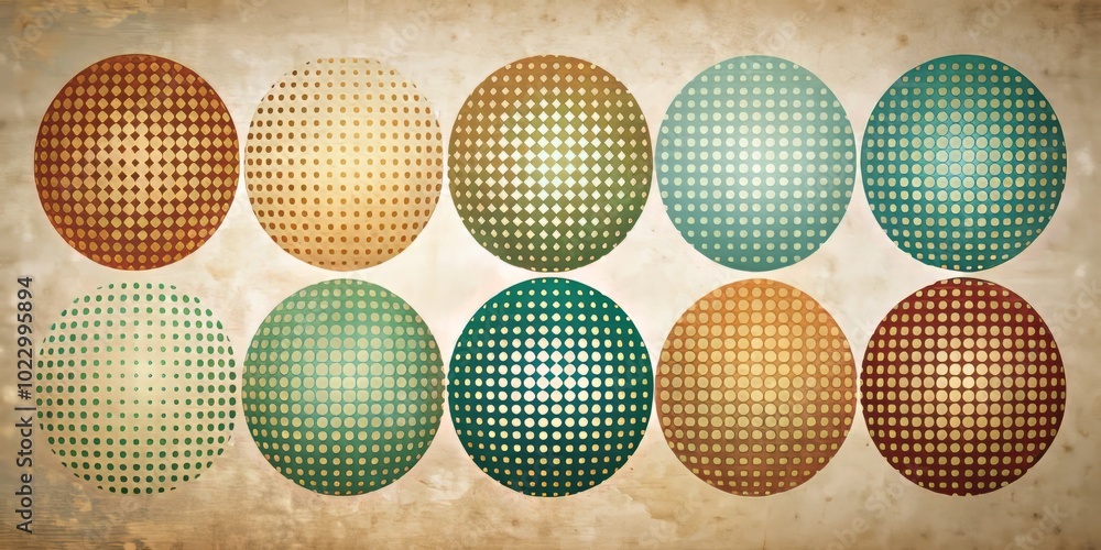 Poster discover a collection of vintage halftone circles vectors ideal for retro design projects, enhancing