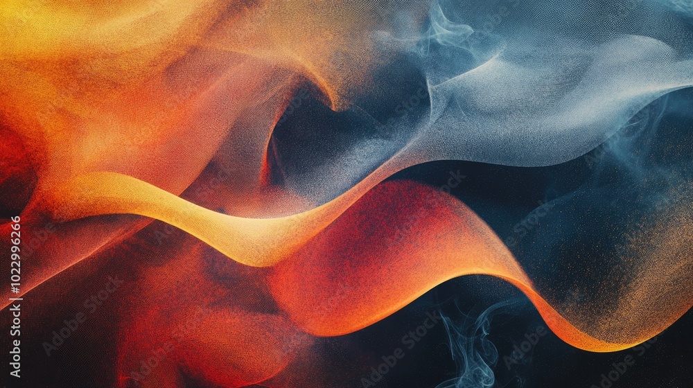 Aufkleber Abstract composition featuring multicolored textures with a grunge effect showcasing curling lines and a fantasy smoke backdrop