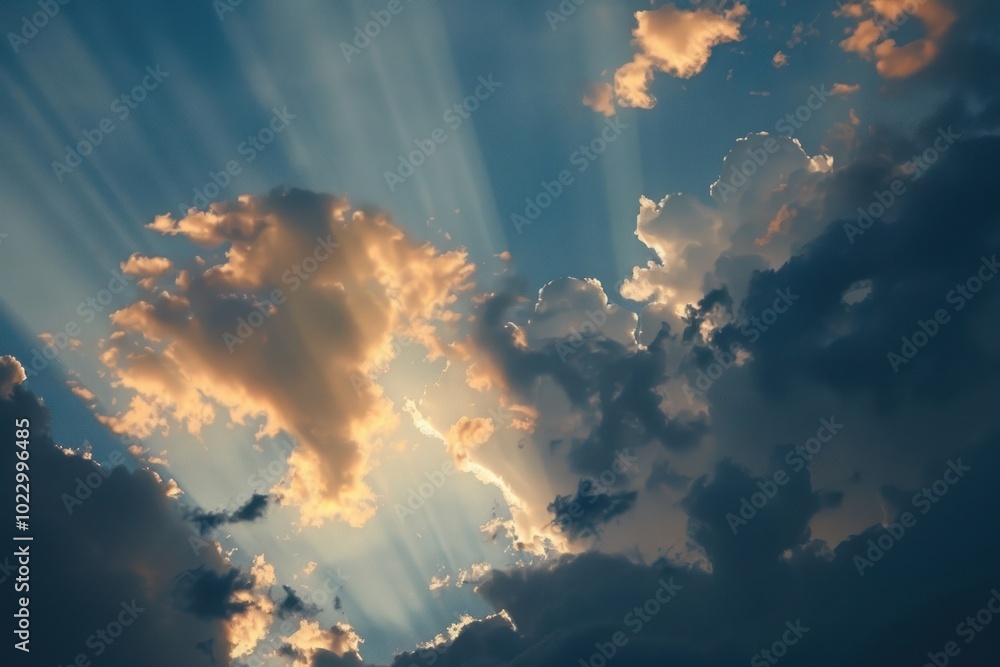 Wall mural American flag in the sky sunlight outdoors scenery.