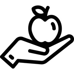 Simple vector icon hand with apple