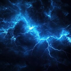Blue Lightning Storm, Electric Energy, Thunder, Abstract Blue Patterns, Nature's Power, Glowing Electric Veins