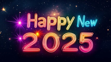 Happy New Year 2025 Ribbon, Celebration 