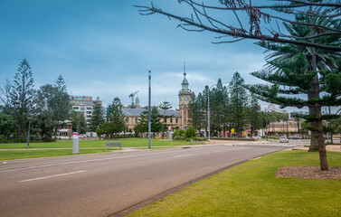 Naklejka premium The photo was taken in Newcastle and shows a street view of the city center