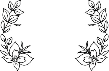 Elegant Black and White Hand Drawn Floral Corners for Creative Designs
