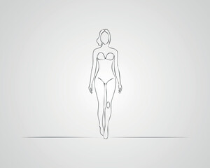 Minimalist Female Fashion Model Outline Illustration. One line art woman illustration