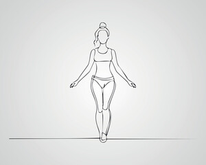 Minimalist Female Fashion Model Outline Illustration. One line art woman illustration