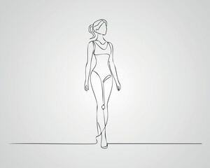 Minimalist Female Fashion Model Outline Illustration. One line art woman illustration