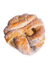 Swedish buns with cardamom and cinnamon, isolated on white background. Scandinavian cuisine concept.