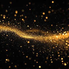 Obraz premium Gold Sparkle Abstraction, Glittering Pattern Dark Background, Shiny Flowing Design, Elegant Sparkling Lights