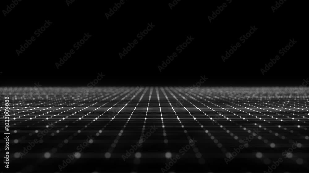Poster Perspective grid background. Network connection structure. Abstract wireframe landscape. Abstract mesh background. 3d rendering.