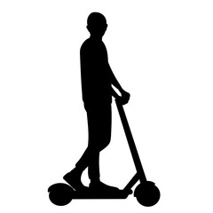 man riding scooter silhouette, vector