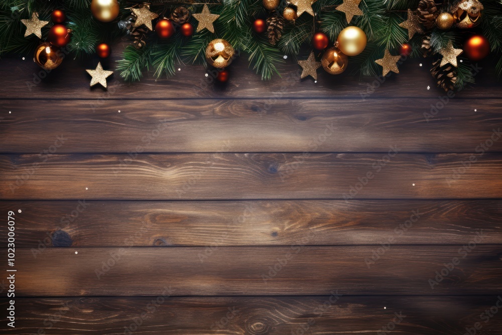 Sticker Christmas wood backgrounds decoration.