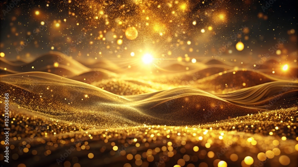Aufkleber exquisite abstract scenery adorned with shimmering golden particles, providing a captivating backdro