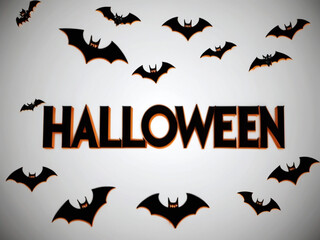 Spooky Flying Bats with Halloween Word Centered – Perfect for Holiday Invitations, Websites Posters, Cards, and Wallpaper 