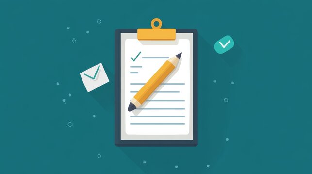 A white clipboard with a pencil icon is used for organizing tasks, assignments, and exams. It helps you efficiently plan projects, make quick progress, and achieve your goals.