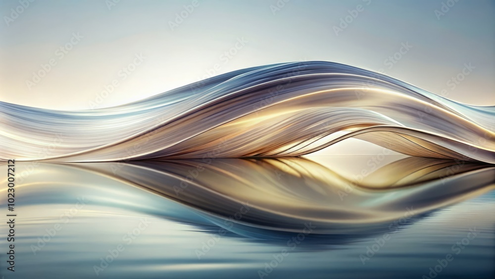 Poster fluid wave-like lines dance on a pure white background, forming an abstract landscape that captures 