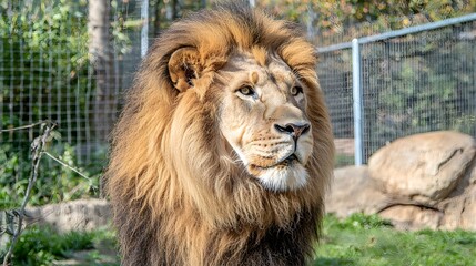 Obraz premium Majestic British Lion in Natural Habitat
