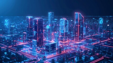 Fototapeta premium Future City with Advanced Infrastructure and Technology