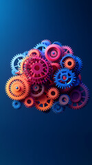 The concept of engineer education, gears and cogs composition isometric 3D vector illustration, studying science at university, and learning engineering.