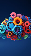 The concept of engineer education, gears and cogs composition isometric 3D vector illustration, studying science at university, and learning engineering.