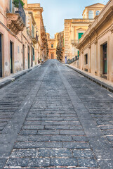 Picturesque architecture in the center of Noto, Sicily, Italy