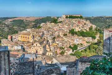 Panoramic view of Ibla, scenic lower district of Ragusa, Italy