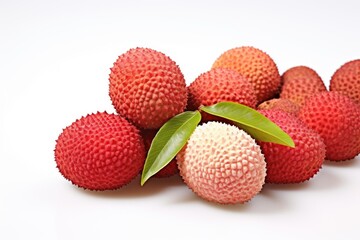 Fresh Lychee Fruits on a White Background