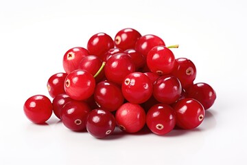 Fresh Cranberries on White Background