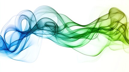Abstract flowing waves in blue and green hues, creating a sense of motion and fluidity.