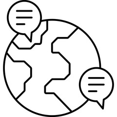 Global Chat vector icon in outline style 