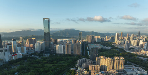 Aerial view of downtown landscape in Shenzhen city, China