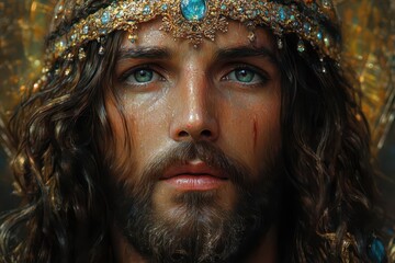 byzantinestyle art representation of jesus christ characterized by intricate details rich colors and symbolic elements that evoke a deep sense of spirituality and historical significance