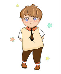 Vector character Kpop on a separate transparent background, sticker from a set of fashionable Korean popular idols