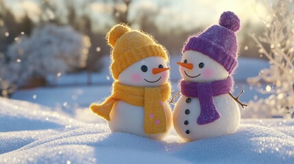 The Cheerful Snowman Couple