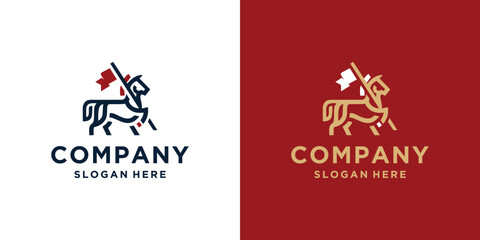 Knight Horse Line Art Vector Logo Design.