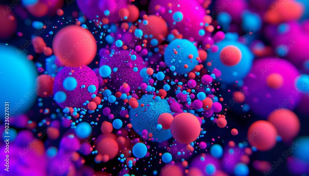 Poster vibrant abstract composition of colorful particles, creating a dynamic and engaging visual experienc