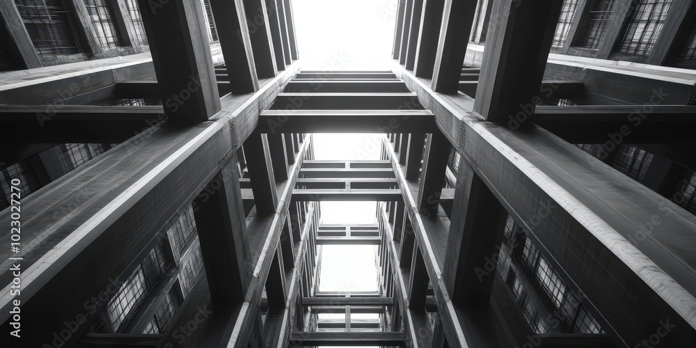 Poster modern architectural structure from below view