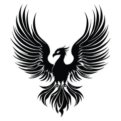 Fototapeta premium Majestic Phoenix Bird Vector - Bold Tribal Flame Design