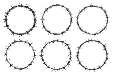Barbed Wire Circle Frames - Rough Grunge Border Set