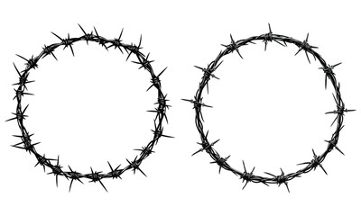 Barbed Wire Circular Frames - Sharp Grunge Border Design