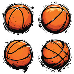 Dynamic Basketball Vector Set - Grunge Style