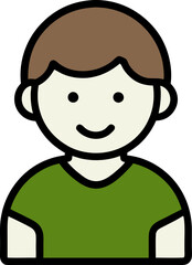 Fototapeta premium Minimalist avatar icons of two smiling boys in flat design 두 명의 웃는 소년 아바타 아이콘, 미니멀리스트 평면 디자인