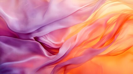 Obraz premium A flowing, pink and peach-colored fabric with an ethereal feel, giving the impression of movement and fluidity