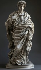 Stone sculpture of a man in a robe.