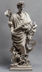 A white statue of a man in flowing robes.
